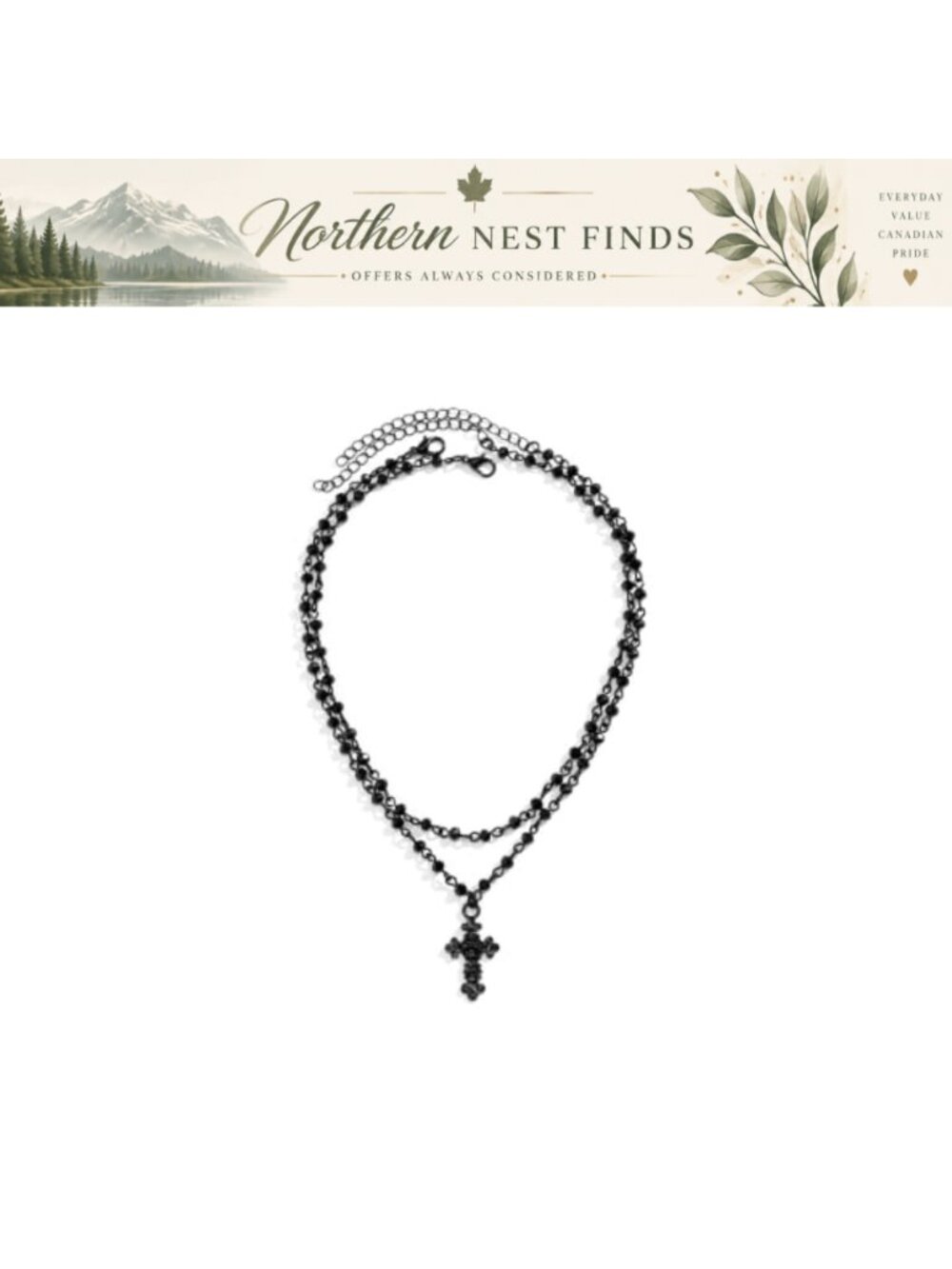Gothic Cross Choker Necklace Layered 925 Sterling Silver Women's Jewelry